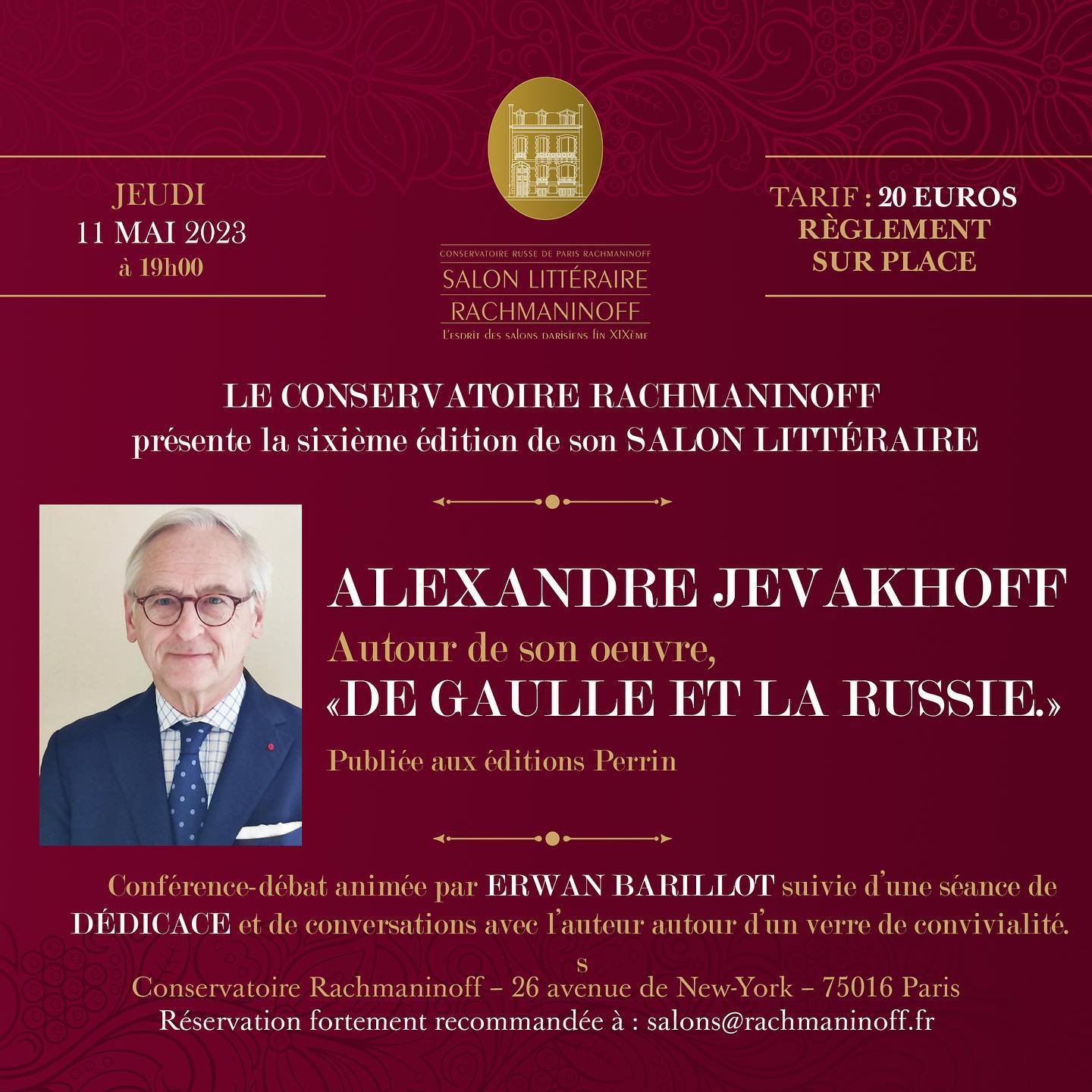 Историк Александр Жевахов представит свою работу “De Gaulle et la Russie” в рамках 6-го литературного салона в консерватории Рахманинова