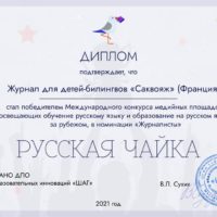 12 декабря 2021 года состоялся финал Международного конкурса медийных площадок, освещающих обучение русскому языку и образование на русском языке за рубежом.