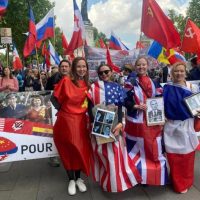 Общая Победа союзников — общая память народов: флаги четырёх стран-победительниц как символ единства и мира.
