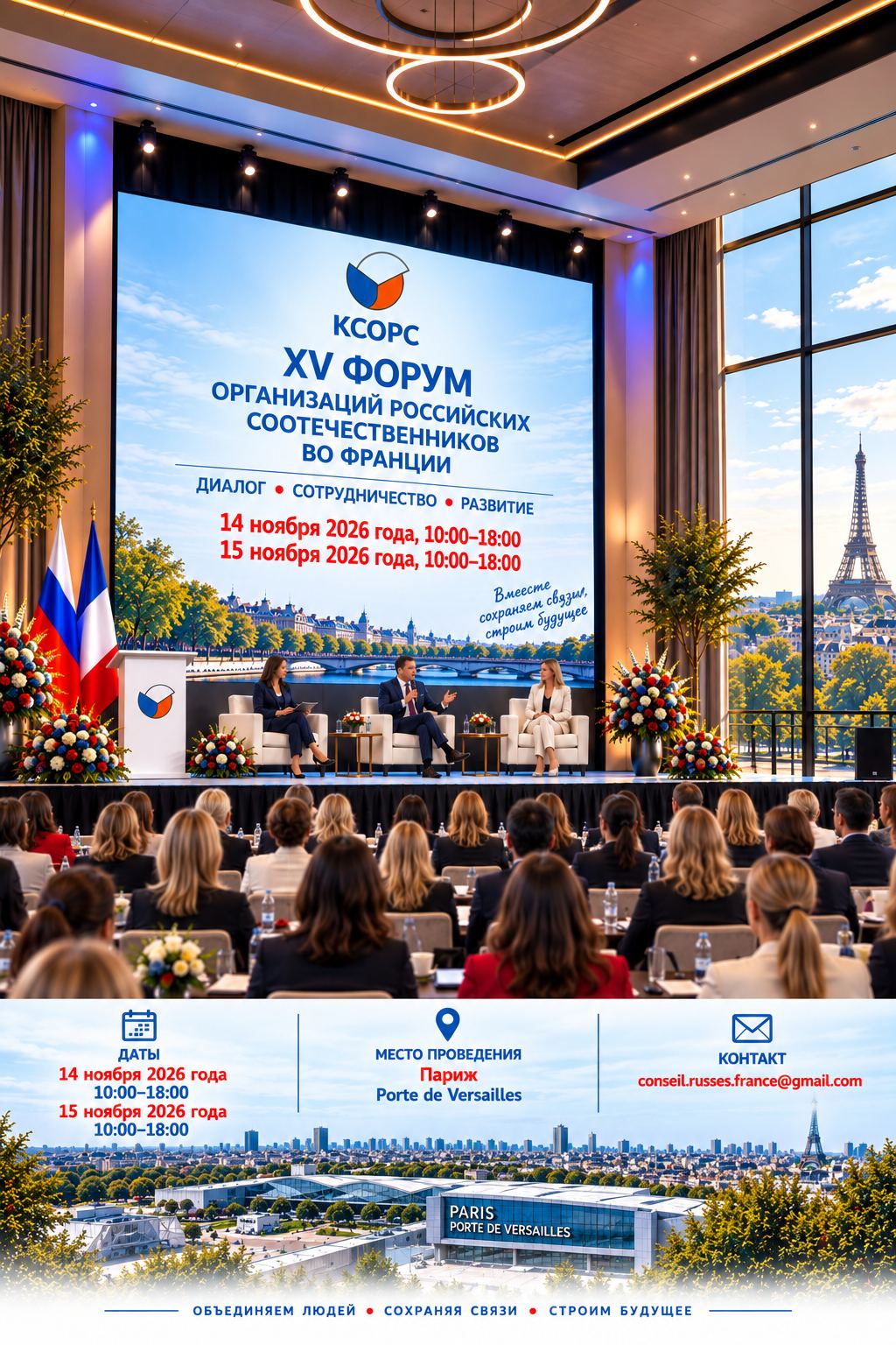 Приглашаем на XV Форум соотечественников. 1415 ноября 2026 года, Париж.